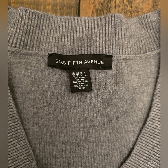Saks Fifth Avenue Gray Faux Fur Cuff Women's Sweater - Picture 1 of 6